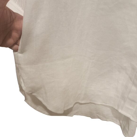 Lands' End Women White 100% Linen Long Button Down Tunic Top Size 2X 20W-22W - Picture 5 of 7